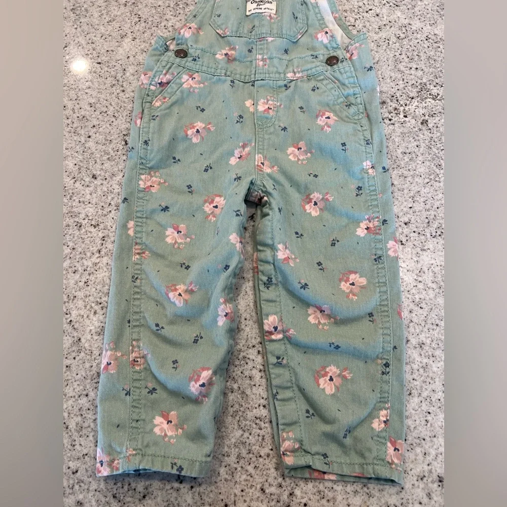 OshKosh B'gosh Floral Green Overalls 18 months